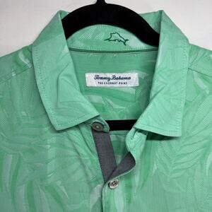 Tommy Bahama The Coconut Point Green Palm Leaf Silk Blend Button Shirt - Medium